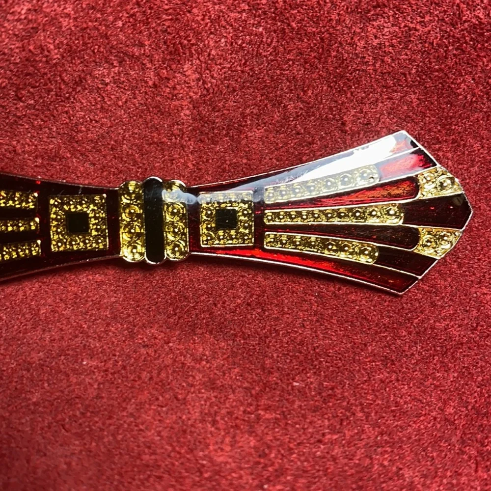 Vintage Pierre Bex Art Deco Enamel Bow Tie Pin Brooch